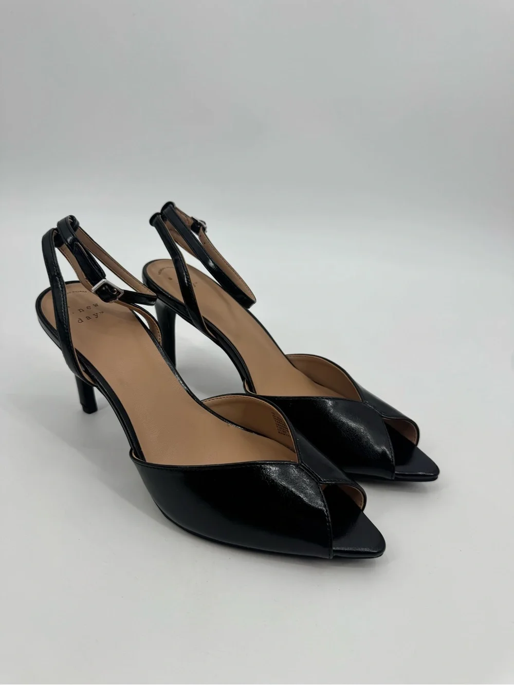 A New Day Virginia Black Ankle Strap Peep Toe High Heels Women’s Size 10 NWOT